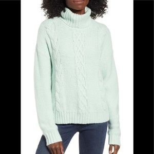 Bp Cozy Cable Knit Loose Turtleneck Cowl Neck Sweater Size Medium